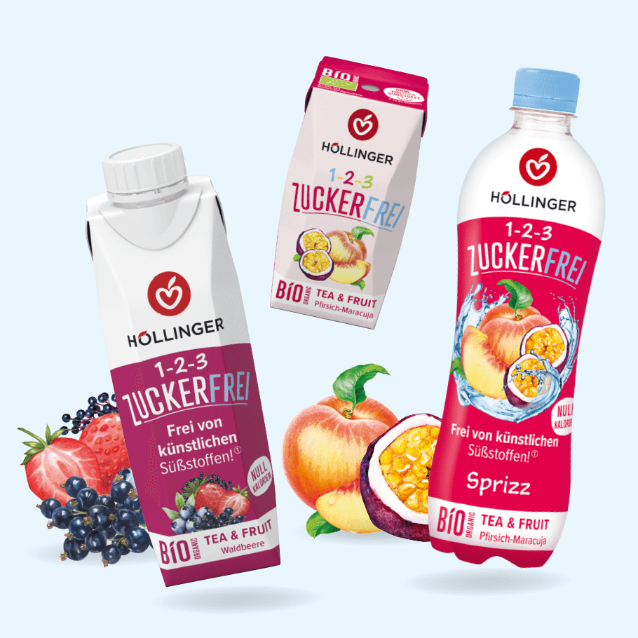 HÃ¶llinger zuckerfreie GetrÃ¤nke â€“ Bio Tea & Fruit Pfirsich-Maracuja & Waldbeere, ohne Zucker & SÃ¼ÃŸstoffe, jetzt probieren!