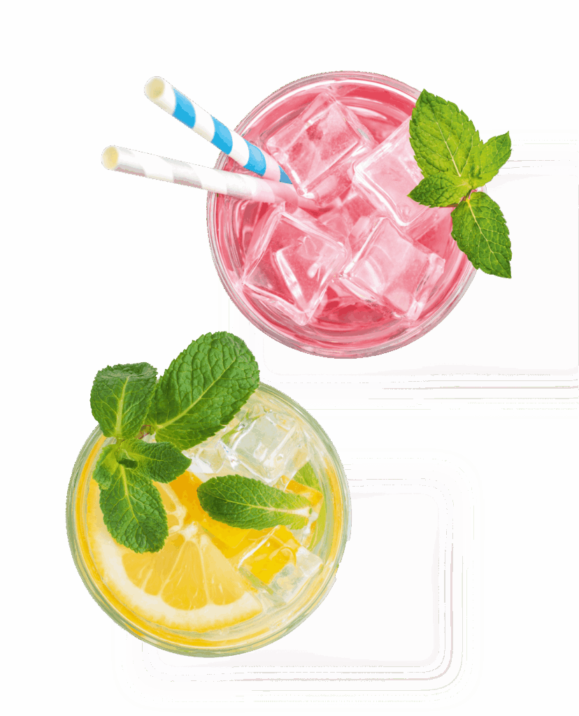 HÃ¶llinger Bio Limonaden im Glas dekoriert und selbstgemacht